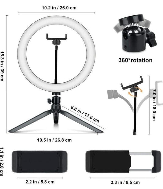 KSIX 20cm Ring Light & Tripod Stand